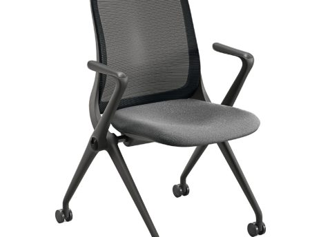 61394 - MESH BK NEST CHAIR W/ARM - BK /ST CHR03