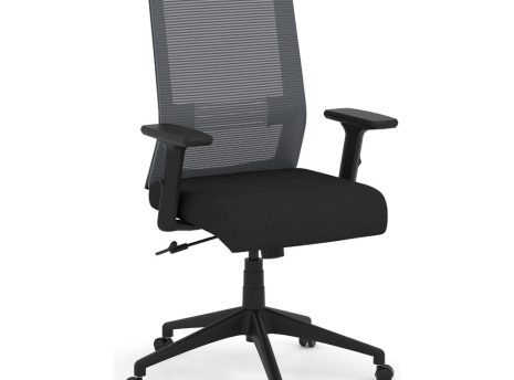 6560 - MIMIC MB CHAIR W/ARMS - MESH BK/FAB SEAT