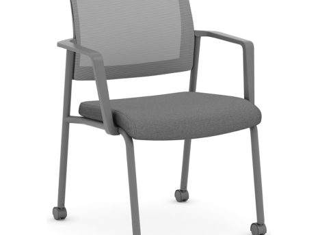 88714GREY5008 - DAISY GUEST CHAIR W/ARMS-CHR ST 5008/MESH BK LN02