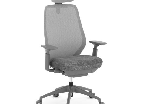 97064GREY0460 - AX DELUXE CHAIR-W/SS GRAY FM/BK GRP/BLKST O460