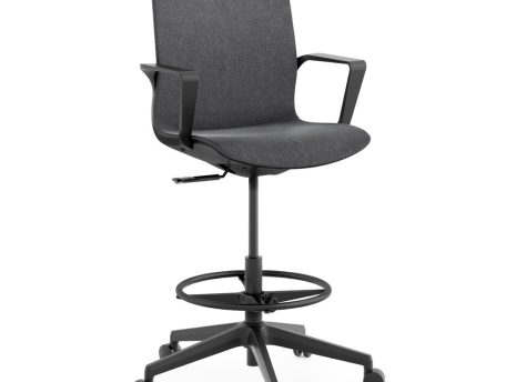 9805BLKGRY201 - MB DRAFT STOOL BLK FT RING BK/ST CHAR HY60201